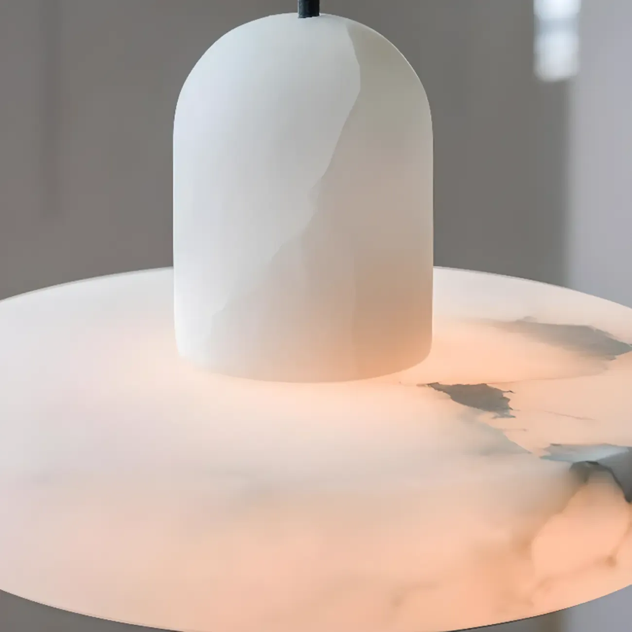 White Stone Geometric Rope Pendant Light Fixture Image - 7