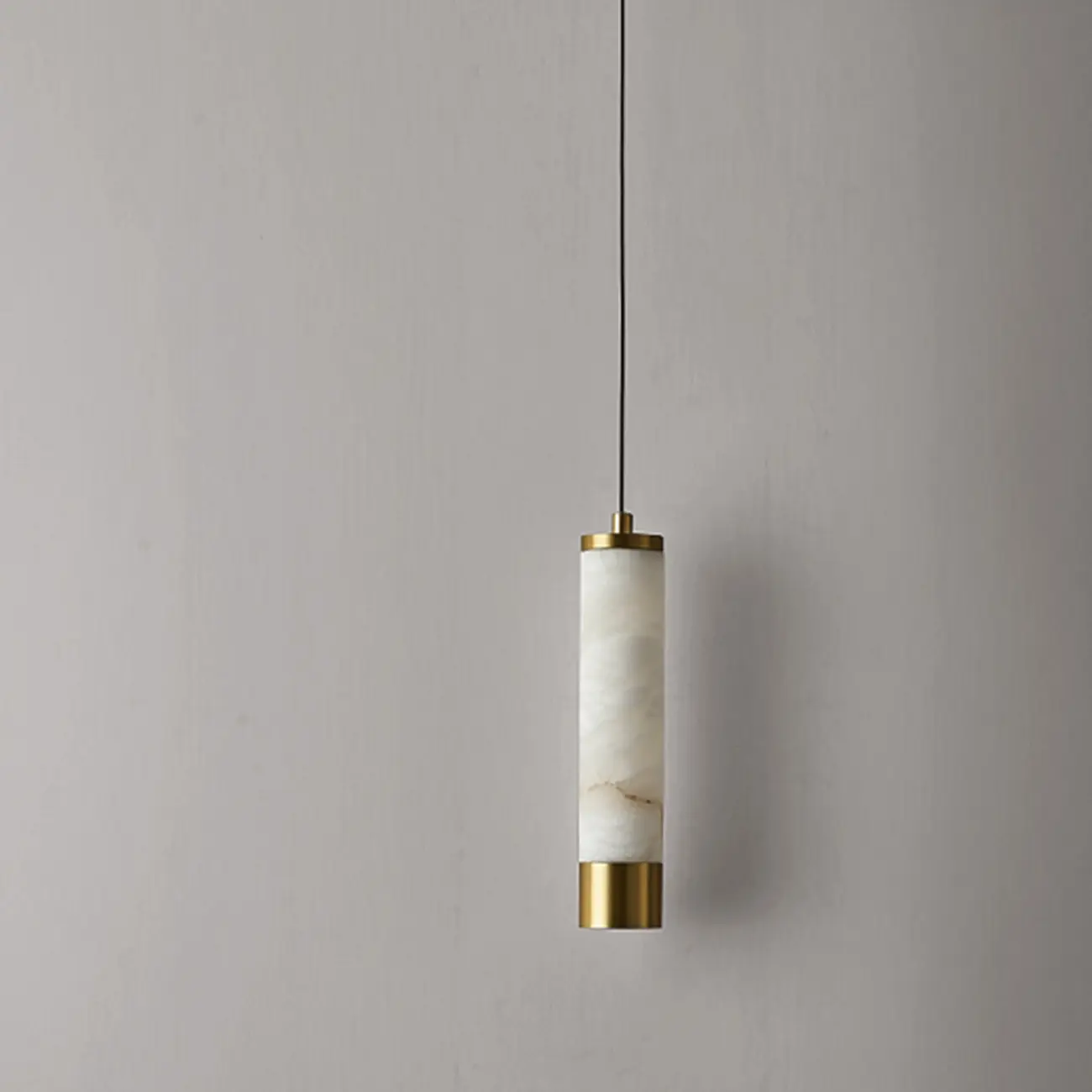 Adjustable White Stone Cylinder Hanging Pendant Light Image - 4 | homeyfad