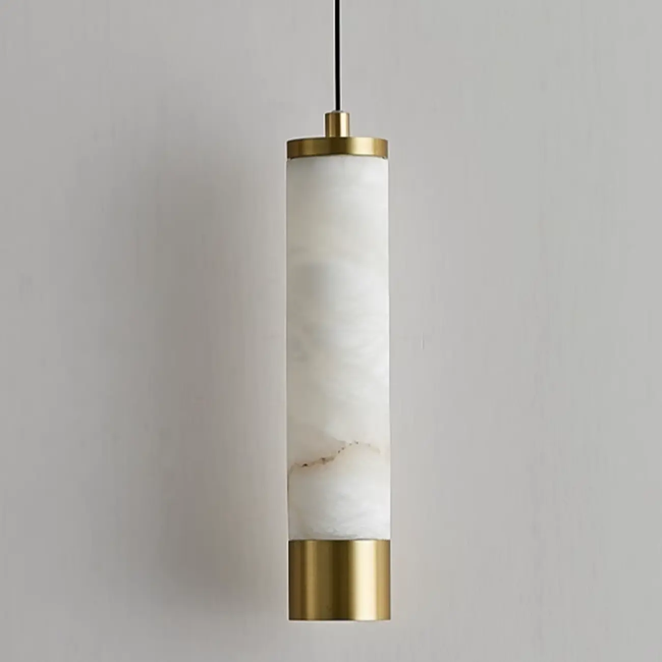 Adjustable White Stone Cylinder Hanging Pendant Light Image - 5 | homeyfad