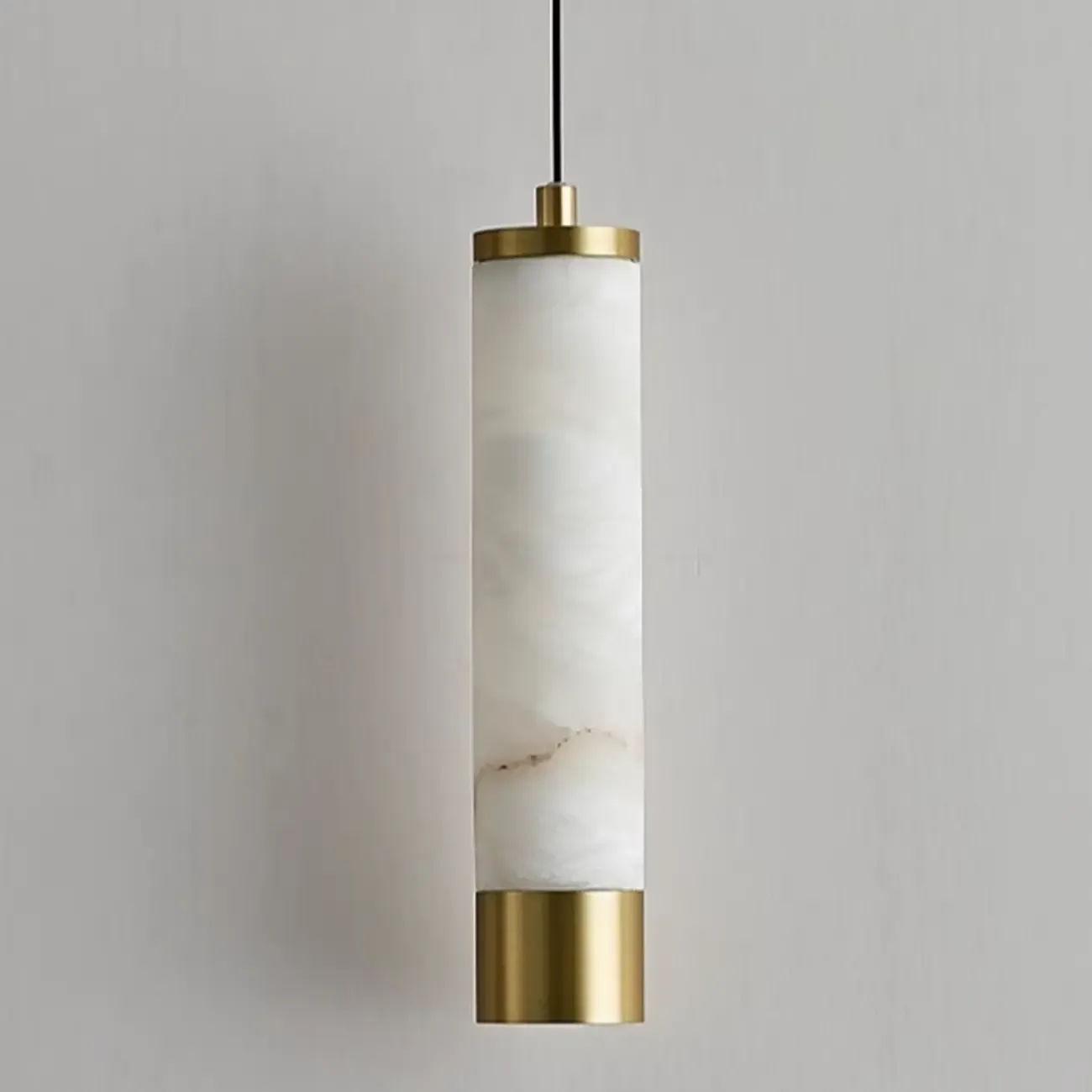 Adjustable White Stone Cylinder Hanging Pendant Light Image - 5