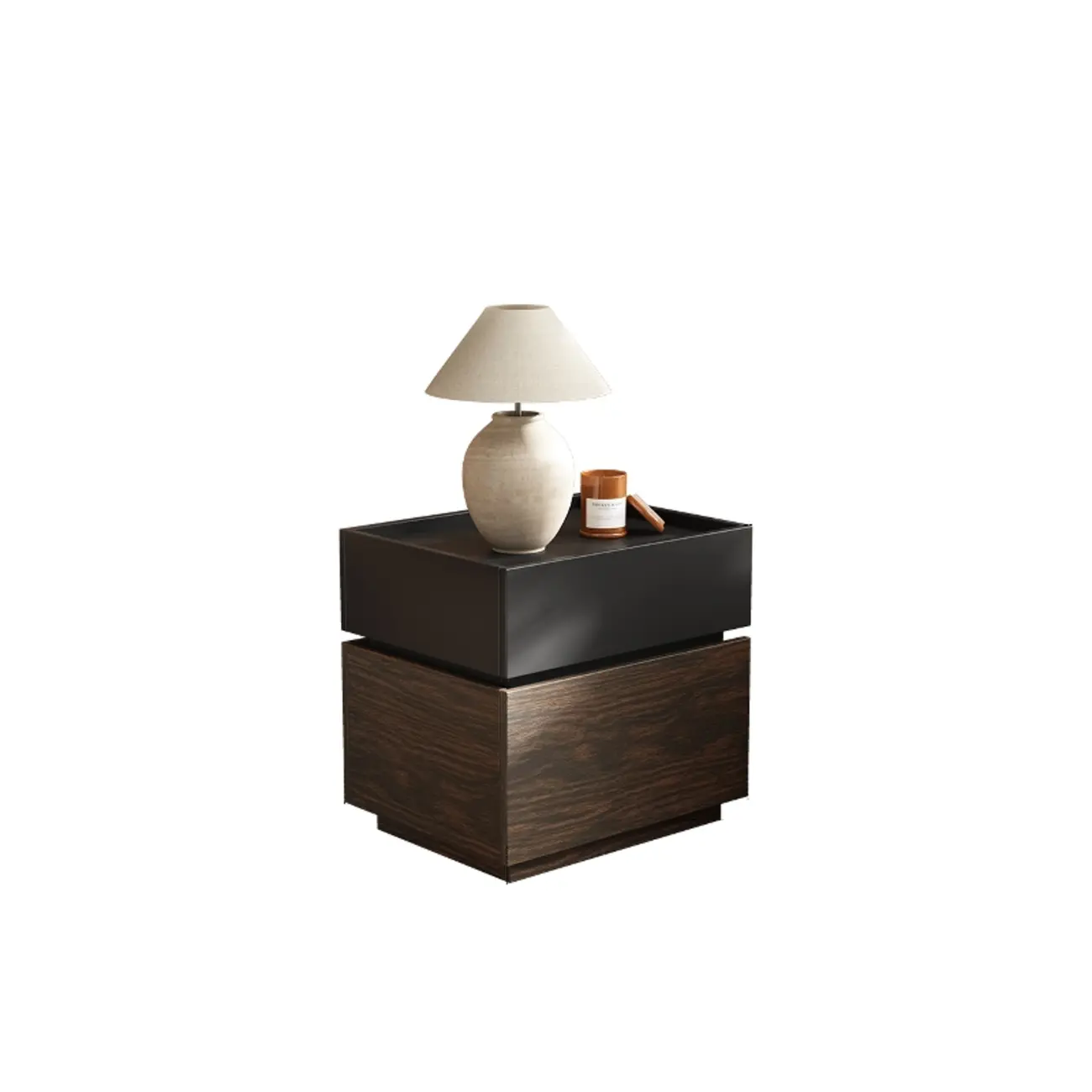 Narrow Black Wooden 2 Drawers Storage Nightstand Image - 6 | homeyfad
