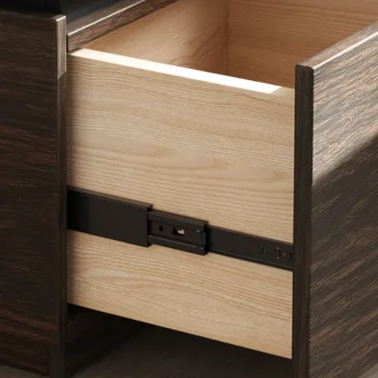 Narrow Black Wooden 2 Drawers Storage Nightstand Image - 9