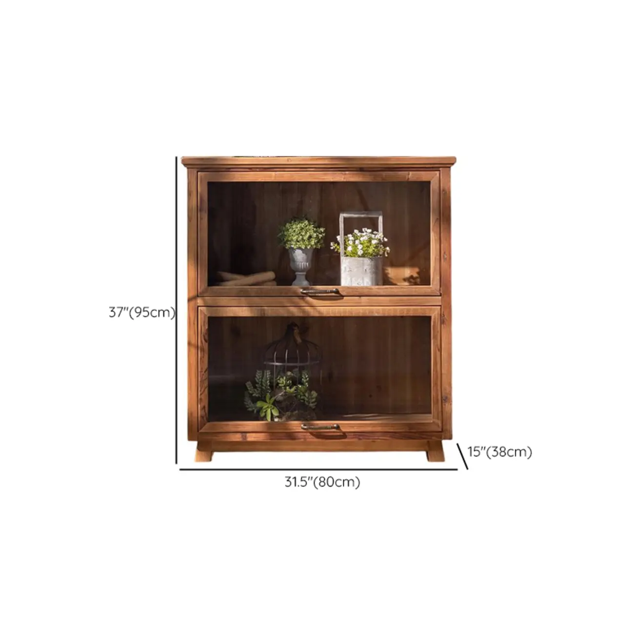 Traditional Multi-Shelves Brown Wooden Flip-Up China Cabinet #size | homeyfad
