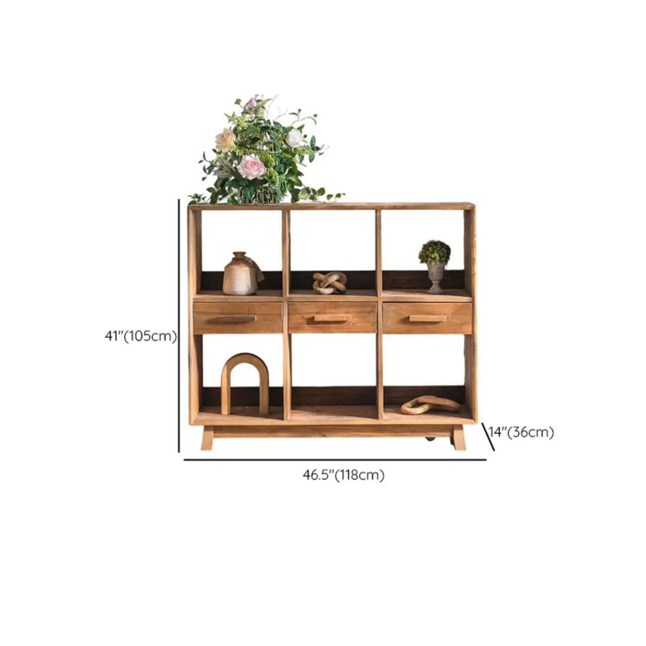 Traditional Multi-Shelves Brown Wooden Flip-Up China Cabinet Image - 17 | homeyfad