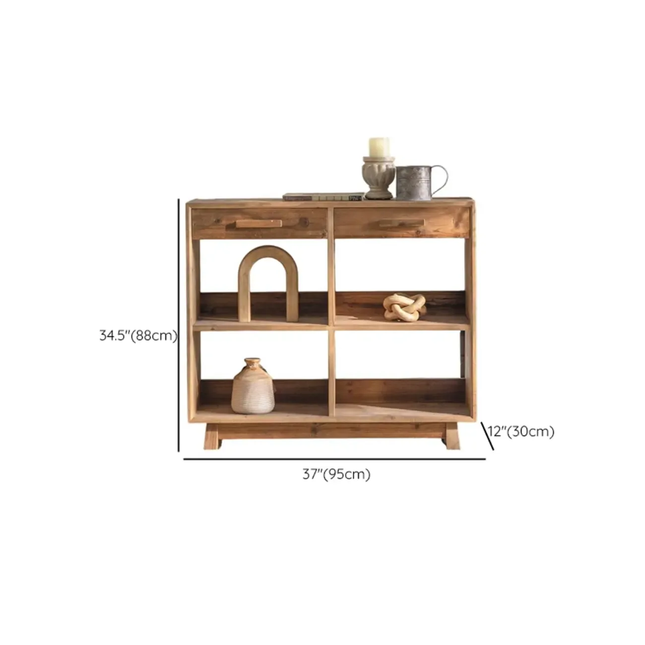 Traditional Multi-Shelves Brown Wooden Flip-Up China Cabinet Image - 18