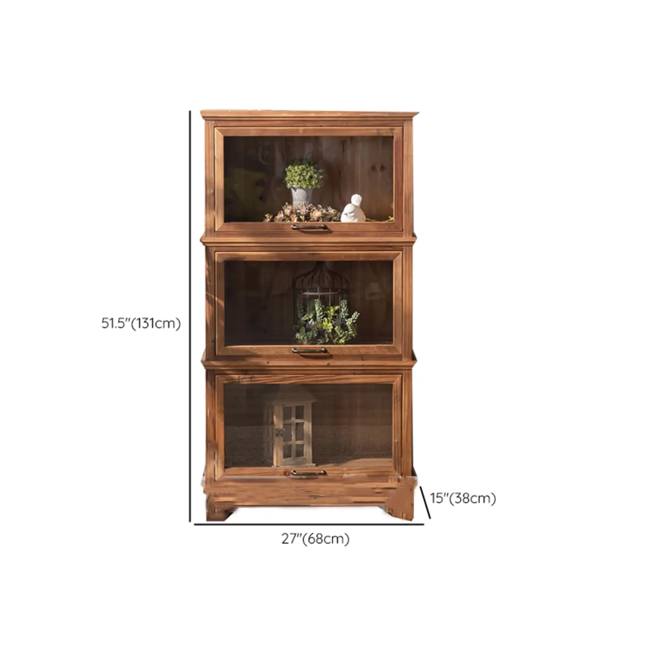 Traditional Multi-Shelves Brown Wooden Flip-Up China Cabinet Image - 21 | homeyfad