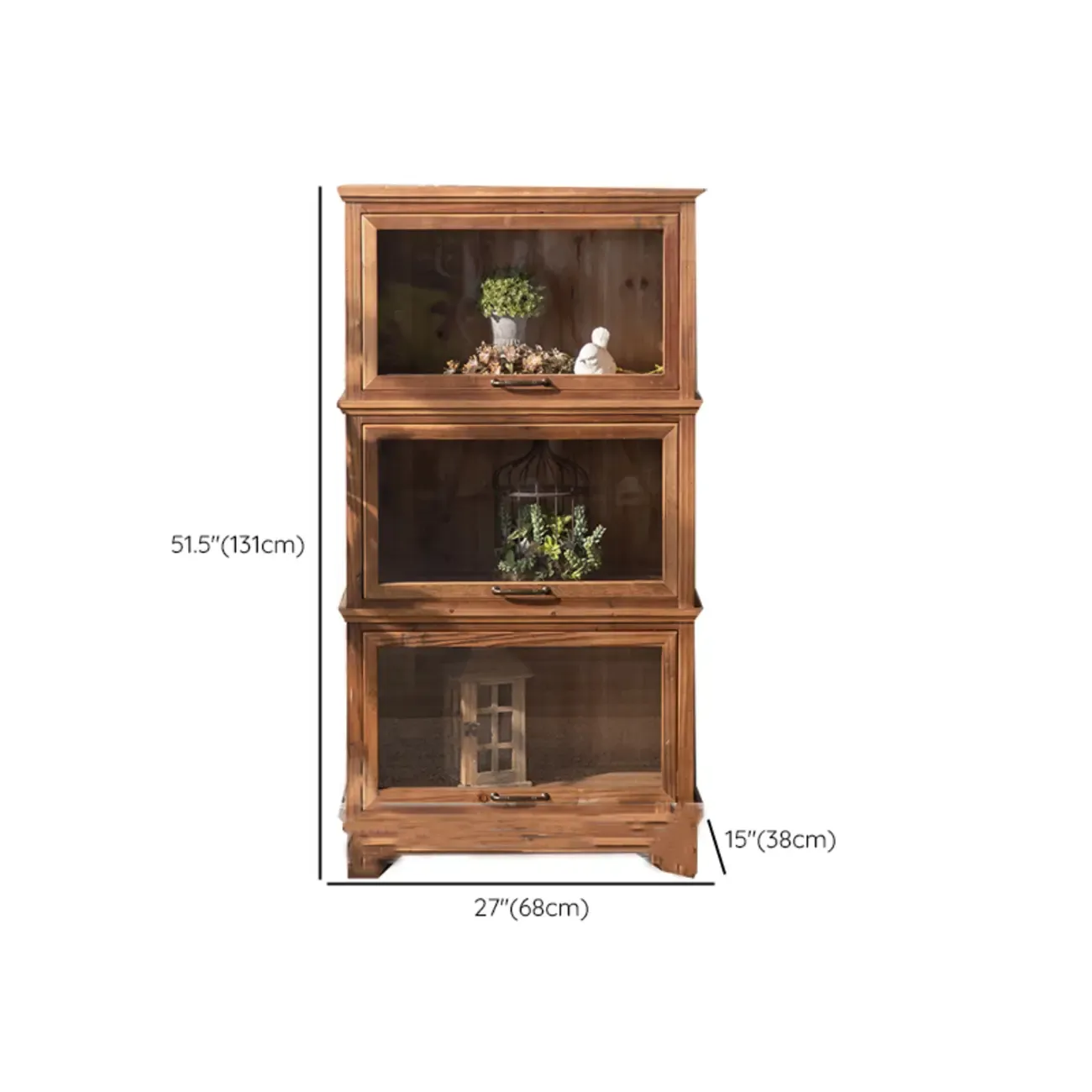 Traditional Multi-Shelves Brown Wooden Flip-Up China Cabinet Image - 21