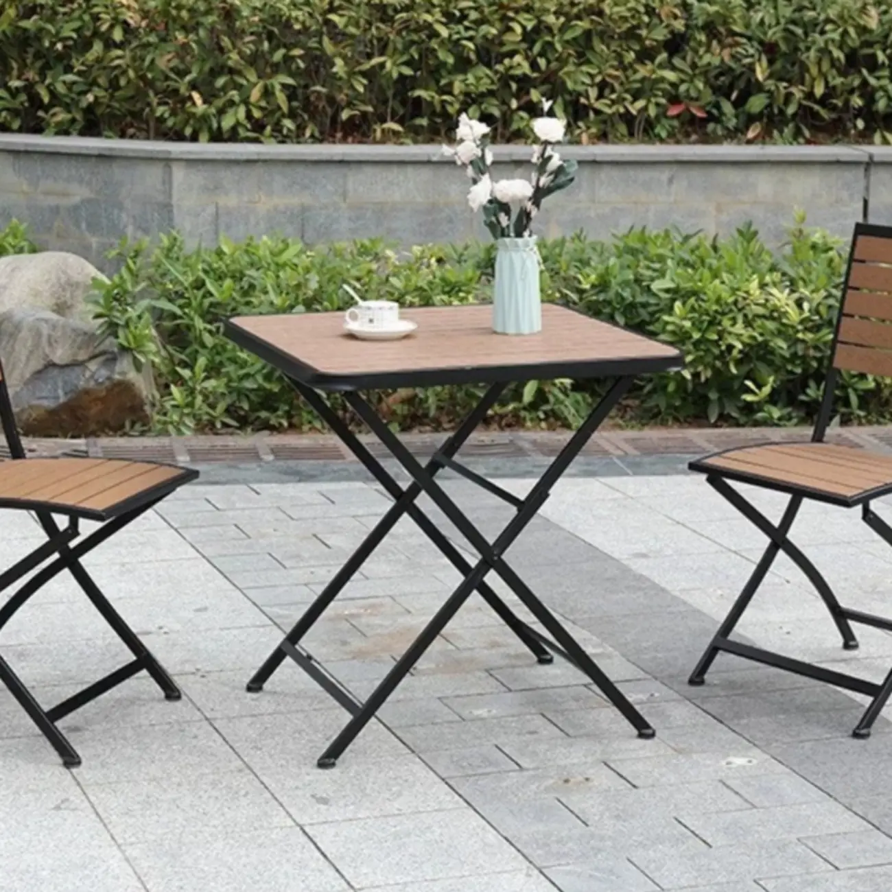 Sepia Portable Square 27.5" Outdoor Dining Table Image - 2 | homeyfad