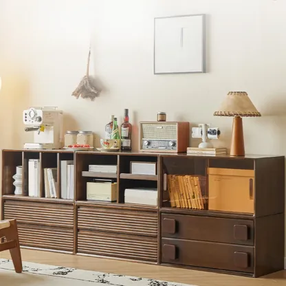 Standard Modern Wood Cube Storage Bookcase Nut-Brown Image - 2