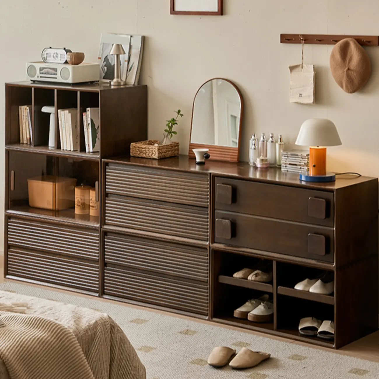 Standard Modern Wood Cube Storage Bookcase Nut-Brown Image - 1 | homeyfad