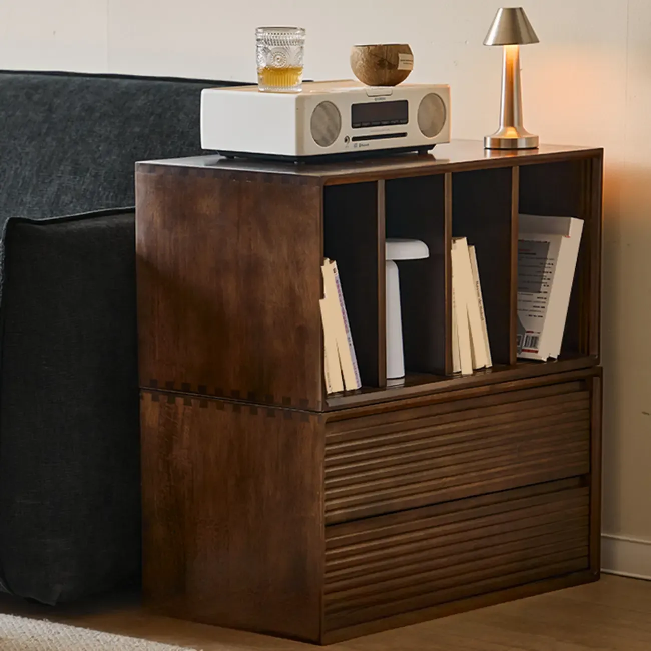 Standard Modern Wood Cube Storage Bookcase Nut-Brown Image - 7