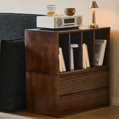 Standard Modern Wood Cube Storage Bookcase Nut-Brown Image - 7