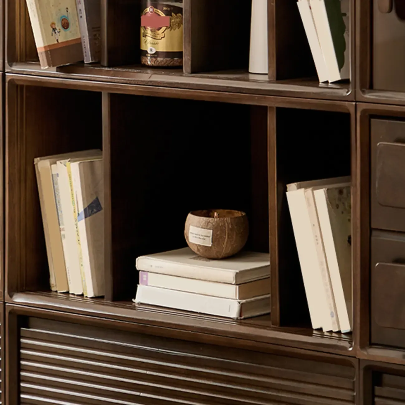 Standard Modern Wood Cube Storage Bookcase Nut-Brown Image - 10