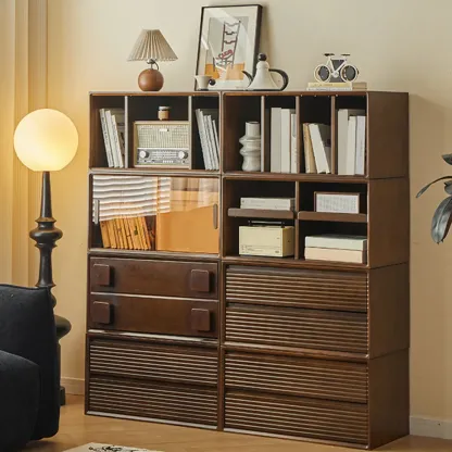 Standard Modern Wood Cube Storage Bookcase Nut-Brown Image - 14