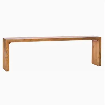 Wooden Entryway Bench Minimalistic Long Natural Finish Image - 6