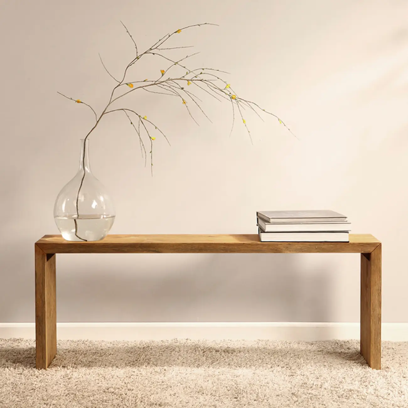 Minimalistic Long Natural Finish Wooden Dining Bench Image - 4 | homeyfad