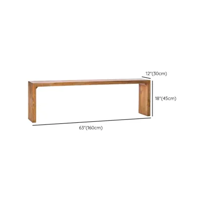 Wooden Entryway Bench Minimalistic Long Natural Finish #size