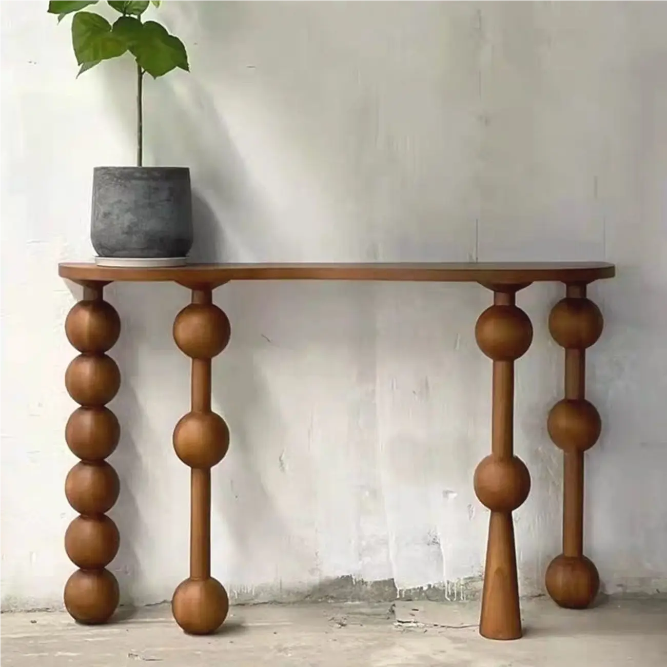 Artistic Walnut Wood Turned Leg Entry Console Table Image - 1 | homeyfad