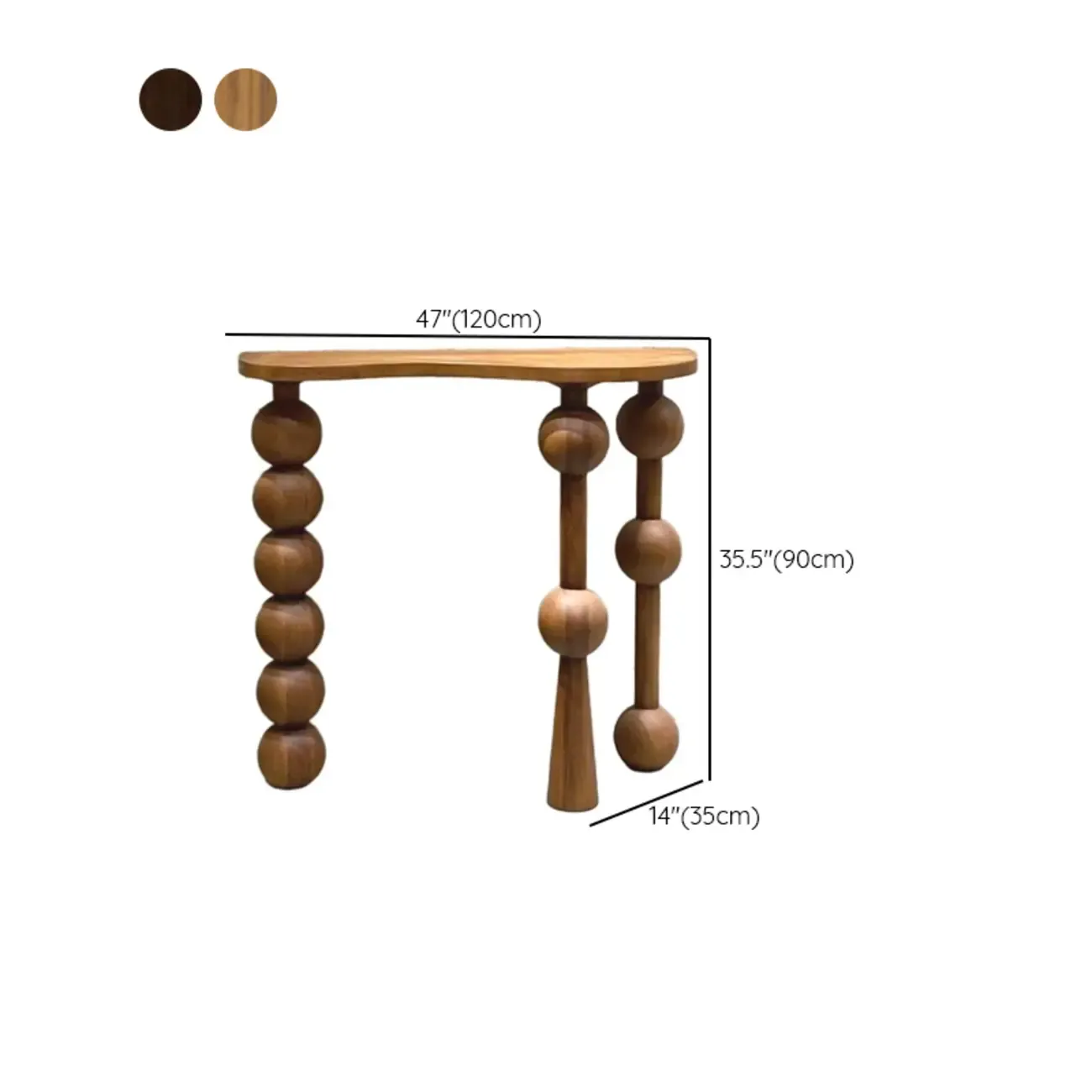 Artistic Walnut Wood Turned Leg Entry Console Table Image - 12