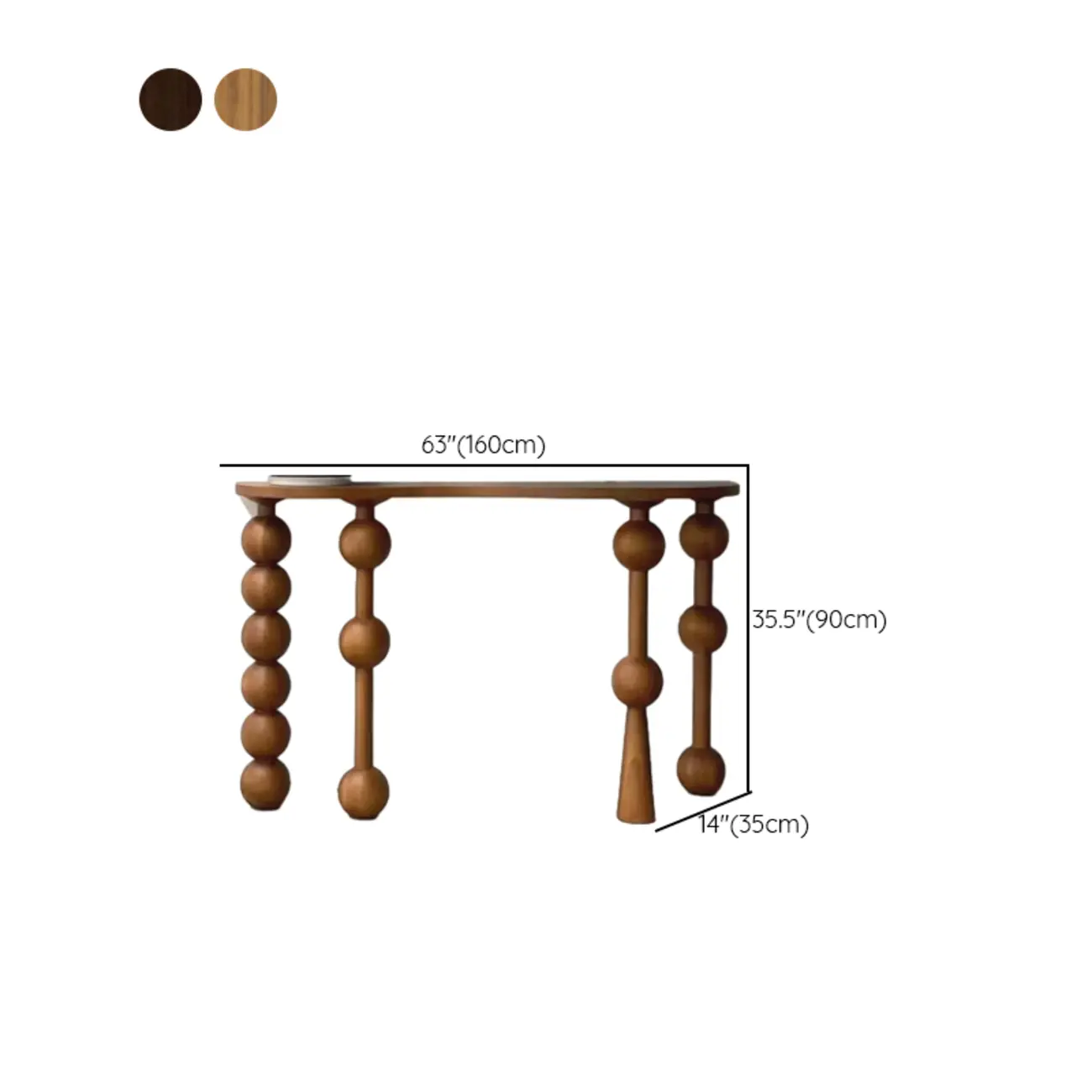 Artistic Walnut Wood Turned Leg Entry Console Table Image - 14 | homeyfad