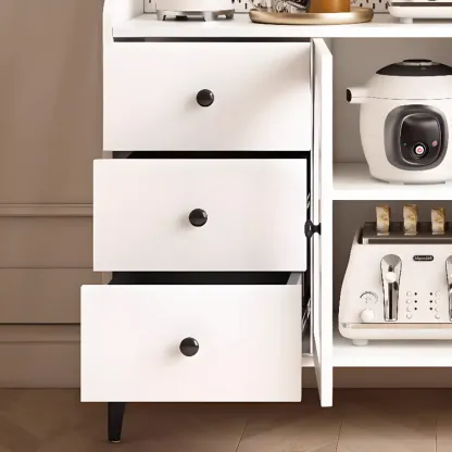 Kitchen Wooden Open Shelving Sideboard Arched Glass Door Image - 12