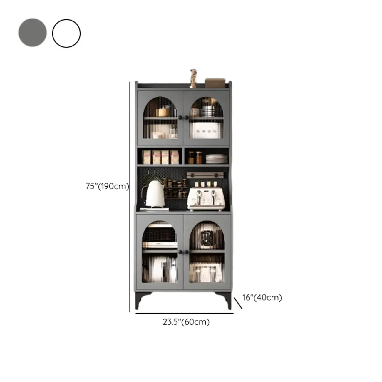 Kitchen Wooden Open Shelving Sideboard Arched Glass Door #size