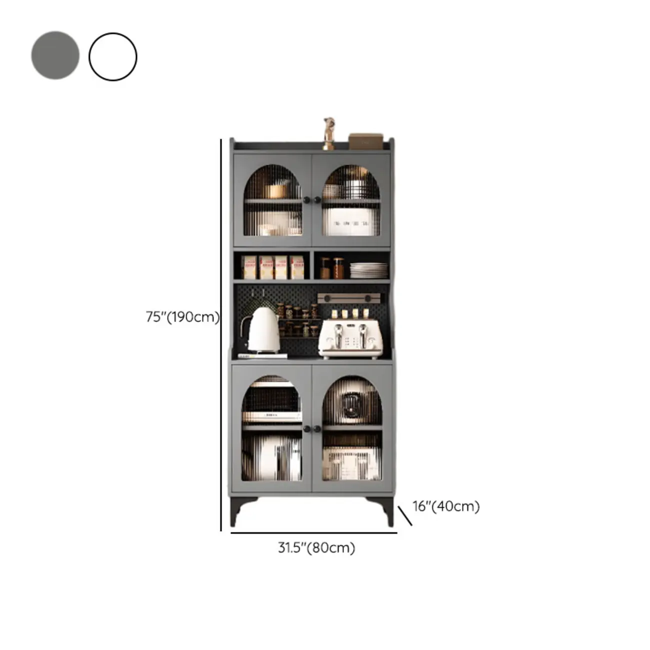 Kitchen Wooden Open Shelving Sideboard Arched Glass Door Image - 21 | homeyfad