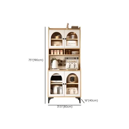 Kitchen Wooden Open Shelving Sideboard Arched Glass Door Image - 22