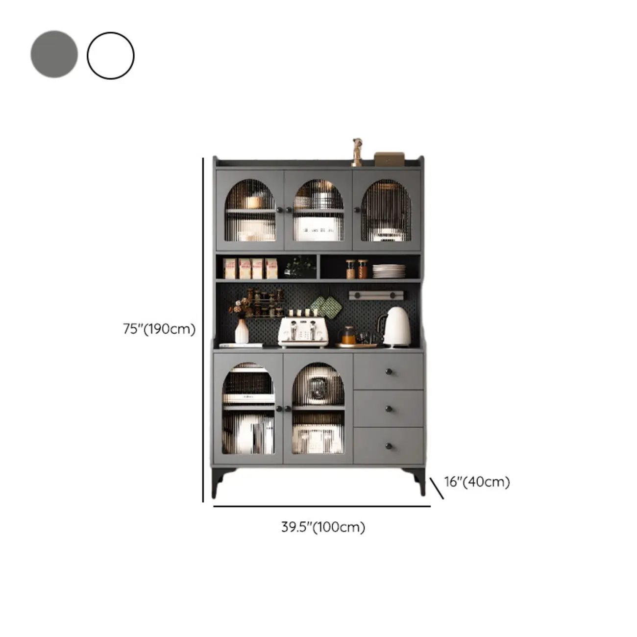 Kitchen Wooden Open Shelving Sideboard Arched Glass Door Image - 23 | homeyfad