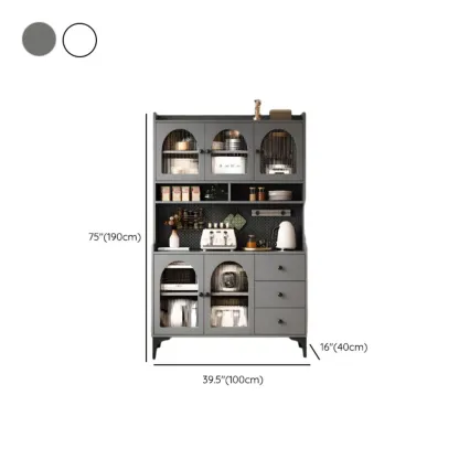 Kitchen Wooden Open Shelving Sideboard Arched Glass Door Image - 23