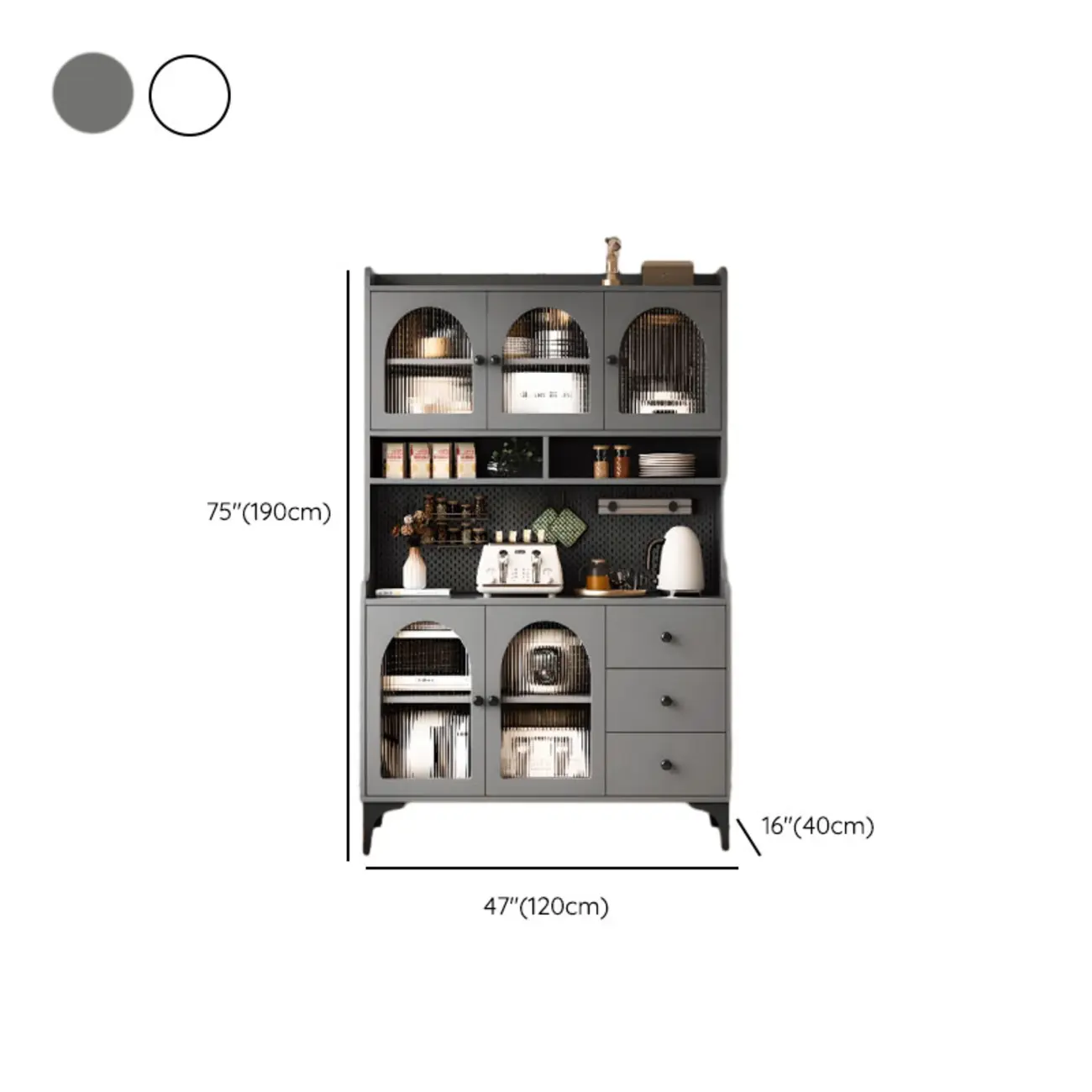 Kitchen Wooden Open Shelving Sideboard Arched Glass Door Image - 25 | homeyfad