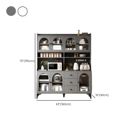 Kitchen Wooden Open Shelving Sideboard Arched Glass Door Image - 29