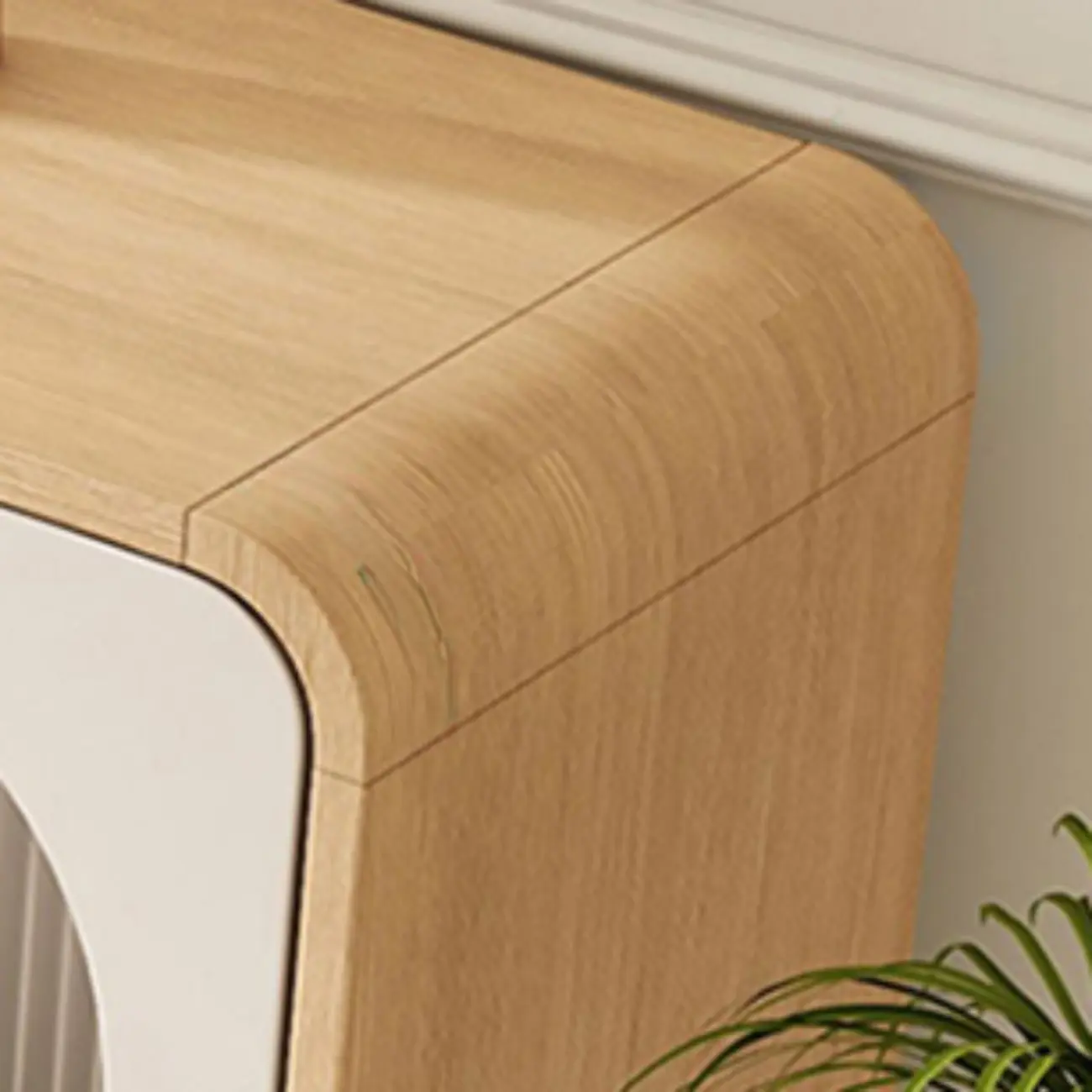 Natural Modern Wooden Buffet Cabinet with Glass Doors Image - 10 | homeyfad