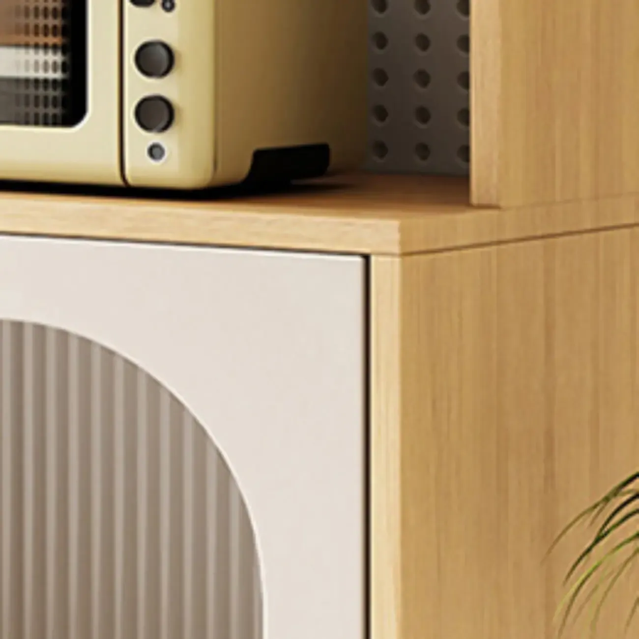 Natural Modern Wooden Buffet Cabinet with Glass Doors Image - 11