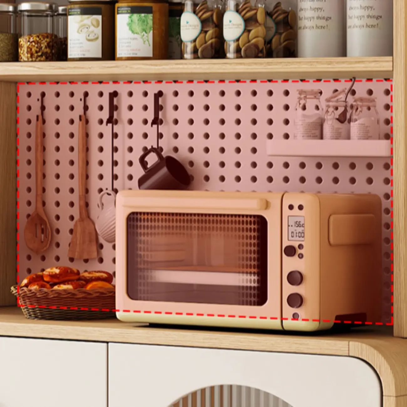 Natural Modern Wooden Buffet Cabinet with Glass Doors Image - 15 | homeyfad