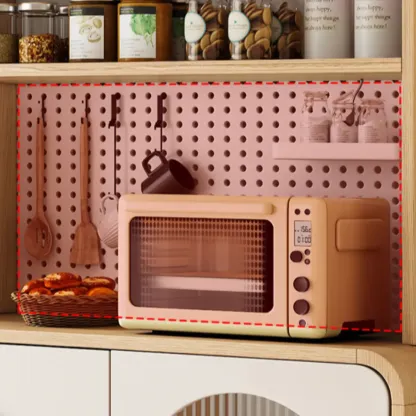 Natural Modern Wooden Buffet Cabinet with Glass Doors Image - 15