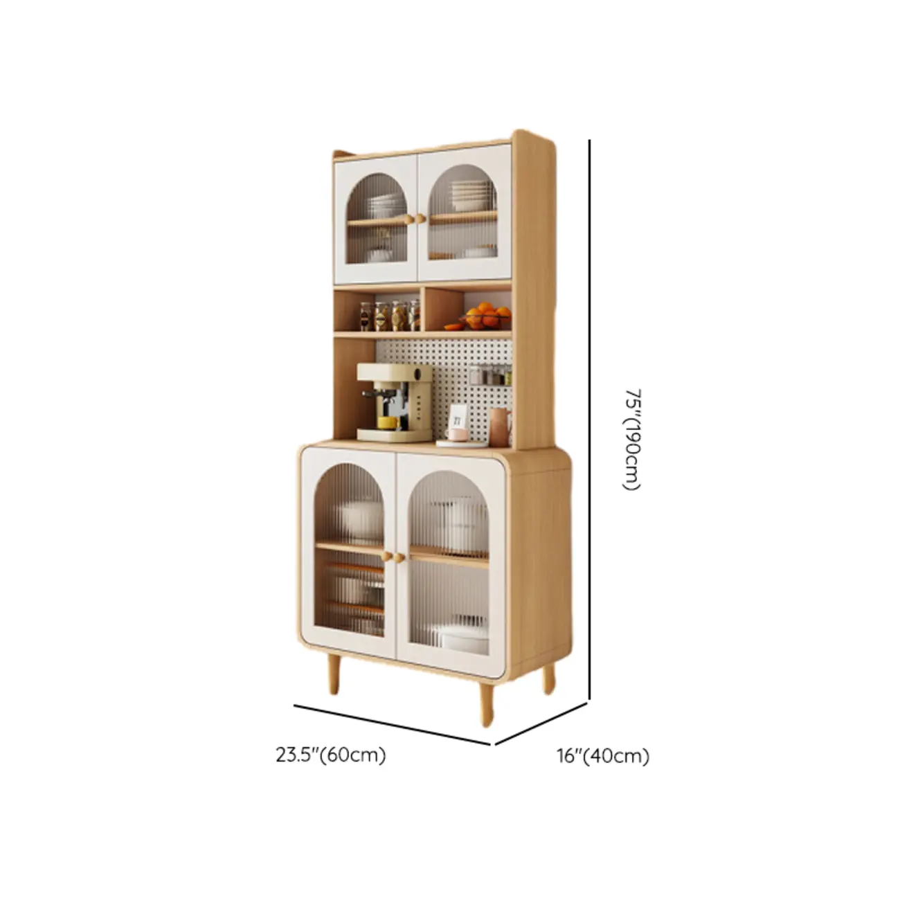 Natural Modern Wooden Buffet Cabinet with Glass Doors #size | homeyfad