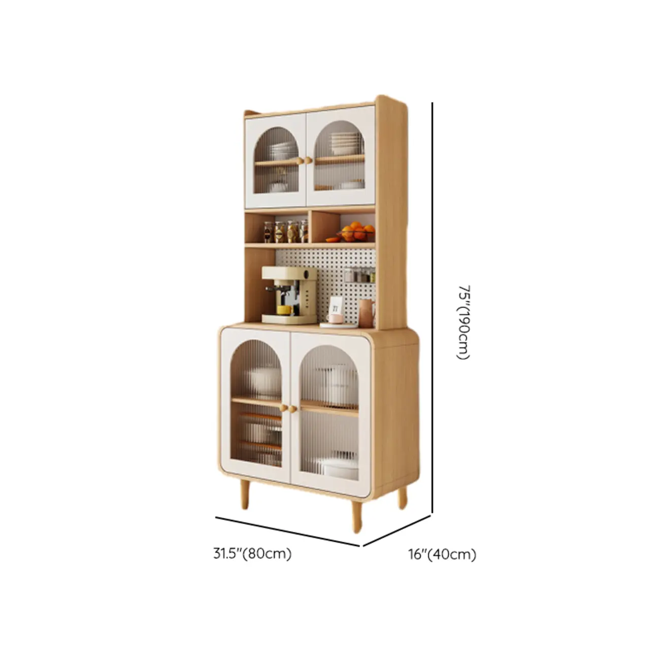 Natural Modern Wooden Buffet Cabinet with Glass Doors Image - 18 | homeyfad