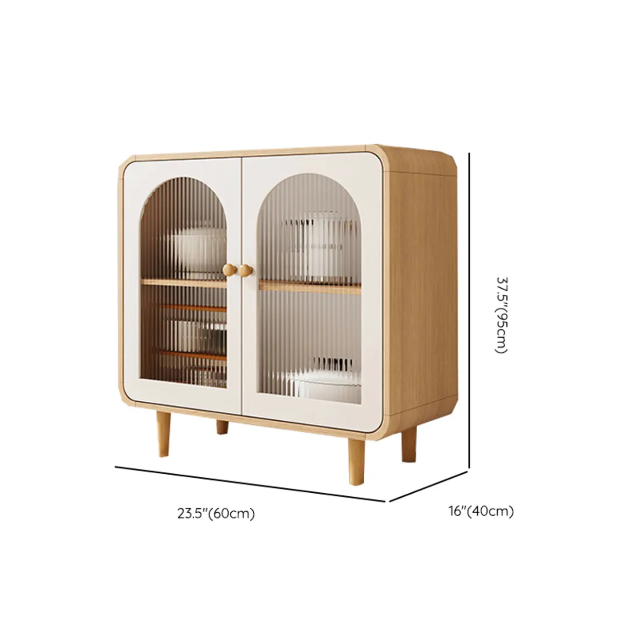 Natural Modern Wooden Buffet Cabinet with Glass Doors Image - 24 | homeyfad