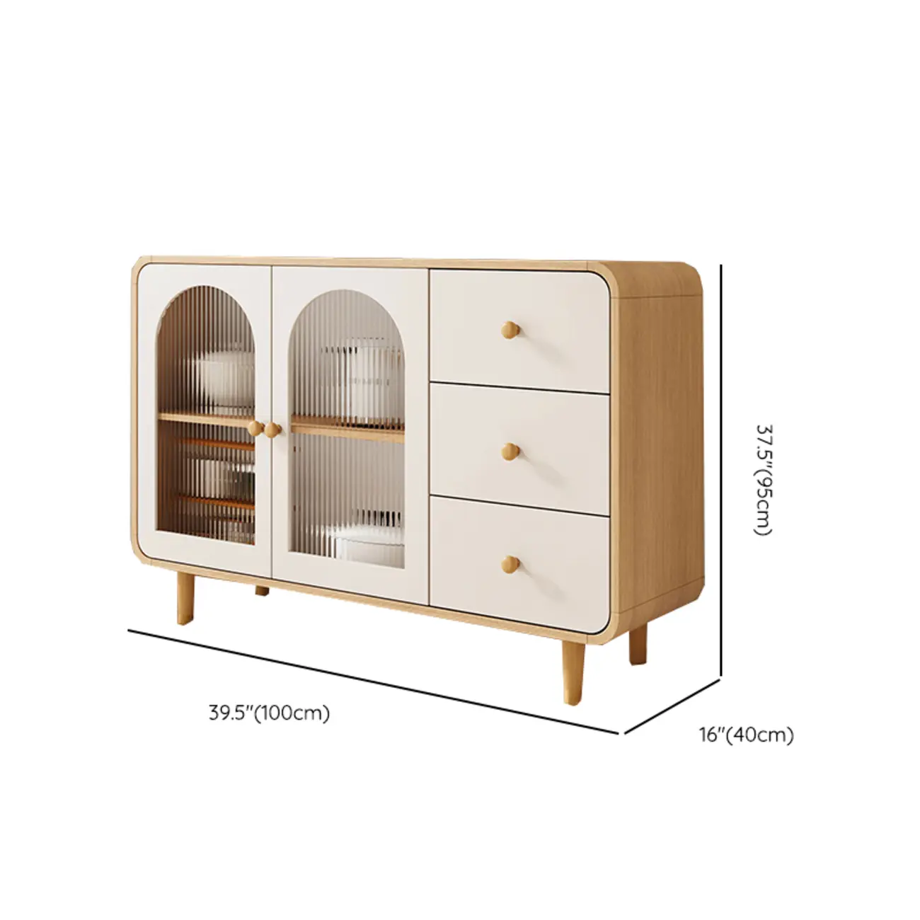 Natural Modern Wooden Buffet Cabinet with Glass Doors Image - 26 | homeyfad