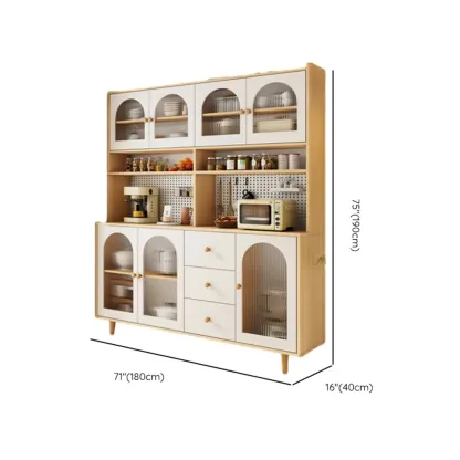 Natural Modern Wooden Buffet Cabinet with Glass Doors Image - 37