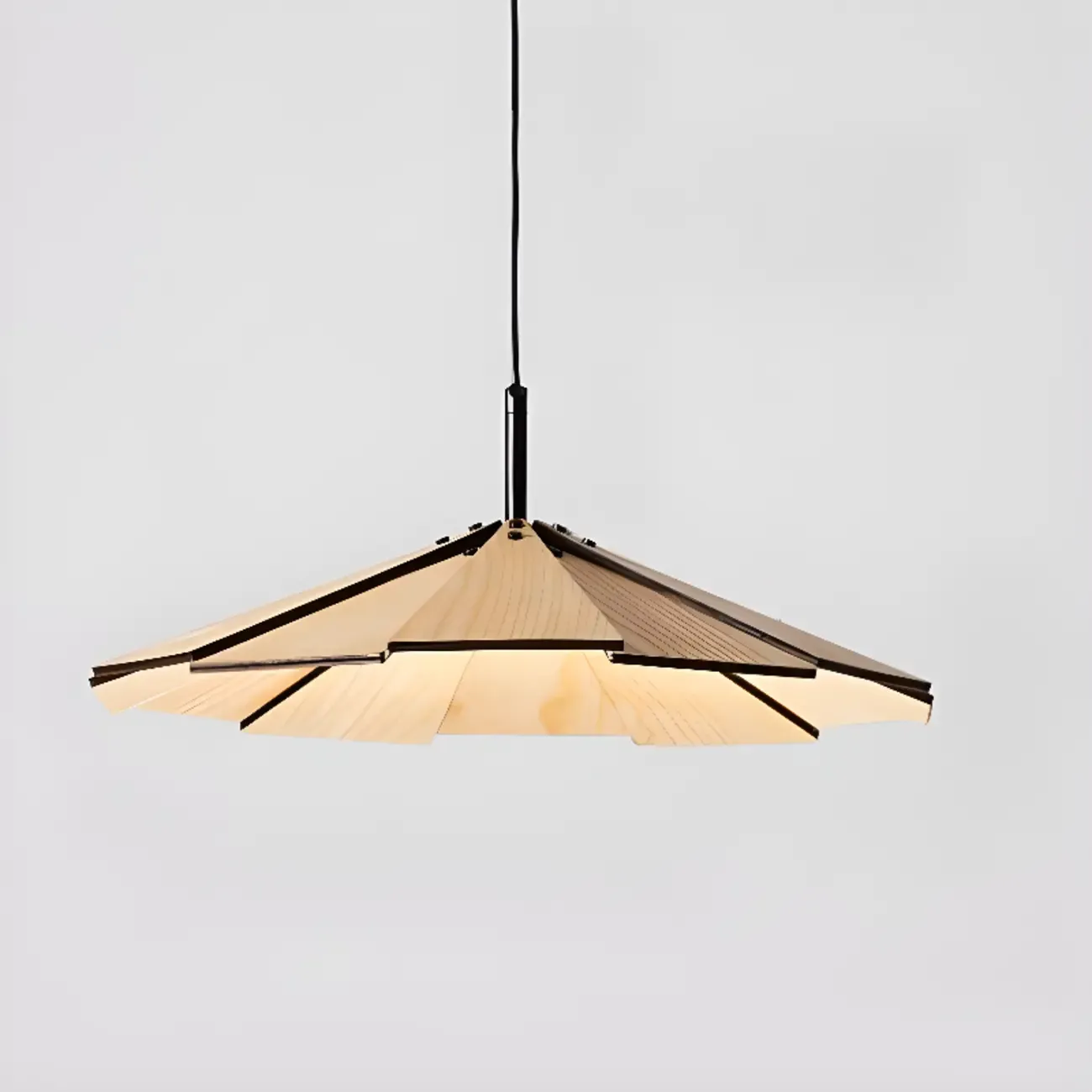 Art Decor Modern Unbrella Brown Solid Wood Pendant Light  Image - 4