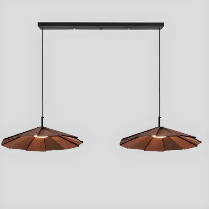 Art Decor Modern Unbrella Brown Solid Wood Pendant Light  Image - 6