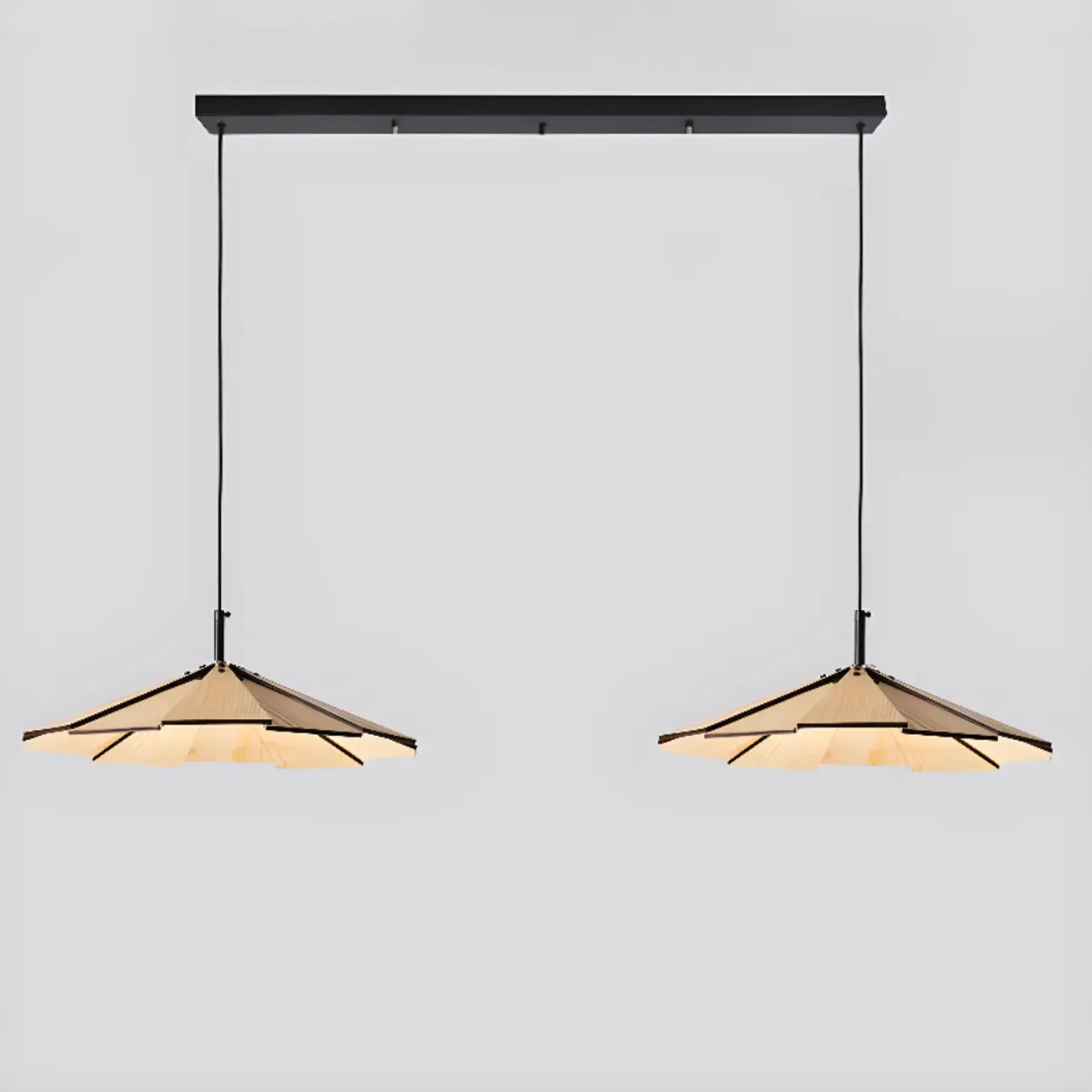 Art Decor Modern Unbrella Brown Solid Wood Pendant Light  Image - 7
