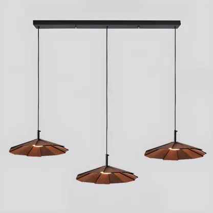 Art Decor Modern Unbrella Brown Solid Wood Pendant Light  Image - 9