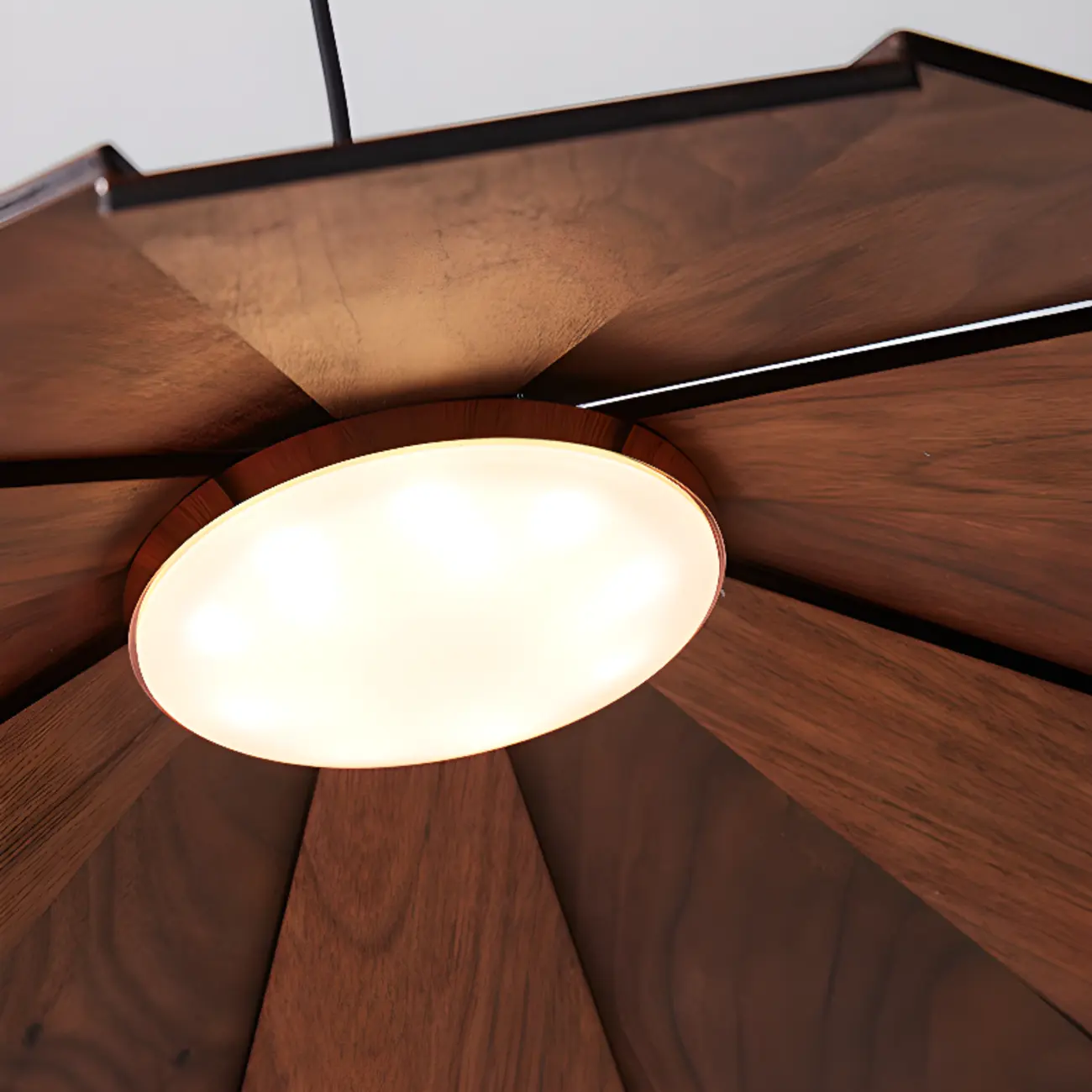 Art Decor Modern Unbrella Brown Solid Wood Pendant Light  Image - 10 | homeyfad