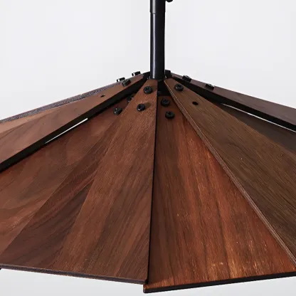 Art Decor Modern Unbrella Brown Solid Wood Pendant Light  Image - 12