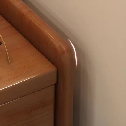 Narrow Wood 2 Drawers Nightstand in Natural Finish Image - 11