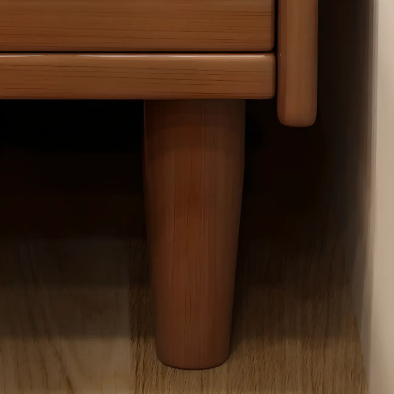 Narrow Wood 2 Drawers Nightstand in Natural Finish Image - 12