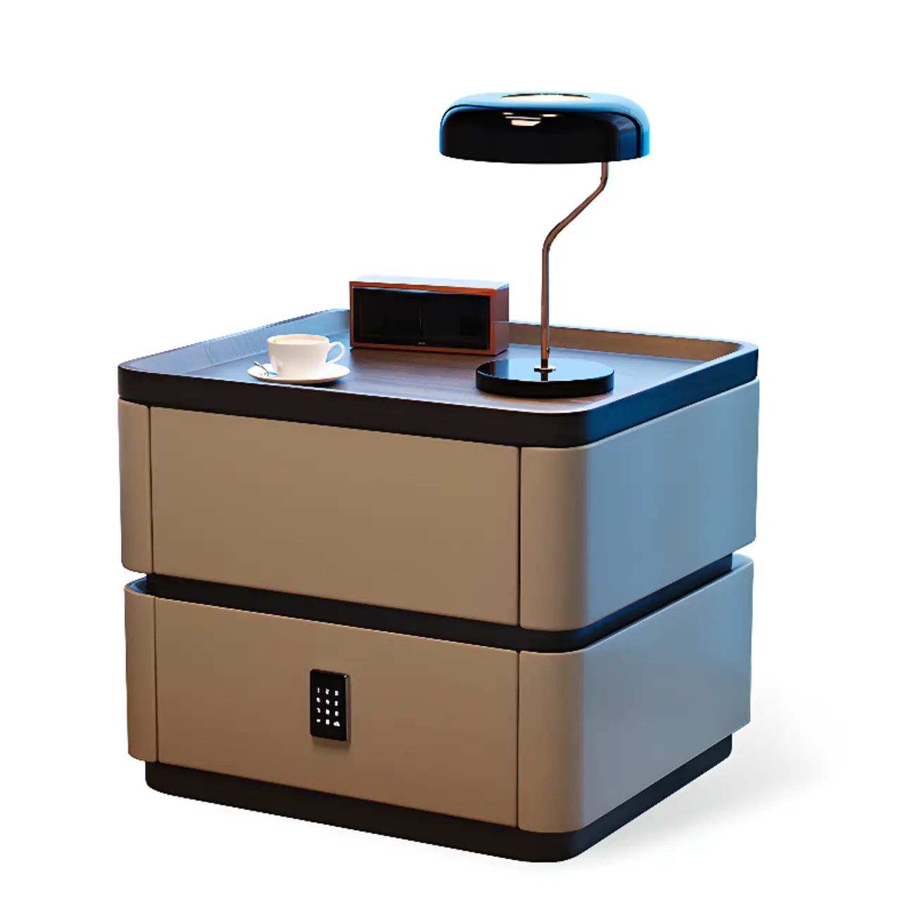 Wooden Overbed 2 Drawers Nightstand with Grooved Top Image - 12 | homeyfad